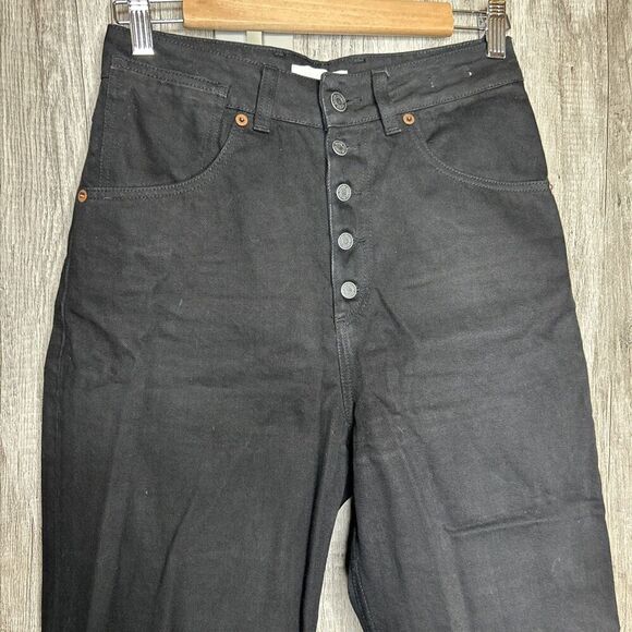 Decade Studio Jeans Size 30 Black Color Button Fly 100% Cotton High Rise - Picture 3 of 8